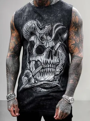 Stylish Skeleton Print Sports Tank Top