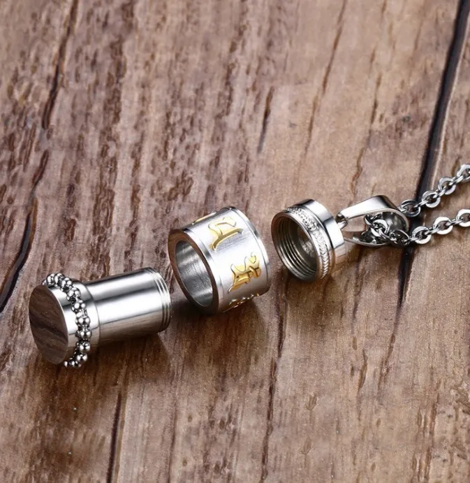 Titanium Steel Prayer Wheel Six-word Mantra Pendant