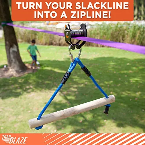 Trailblaze 70 Ft Zipline Kit Tree Rock Climbing Holds Backyard Ninja 300 lb