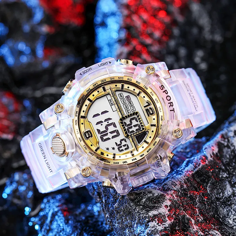 Translucent Youth Student Electronic Watch Unisex Fashion Waterproof Sports Watch