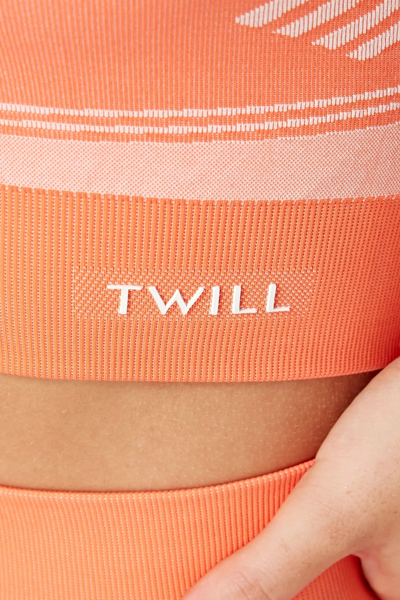 Twill Active Recycled Colour Block Body Fit Seamless Sports Bra - Coral