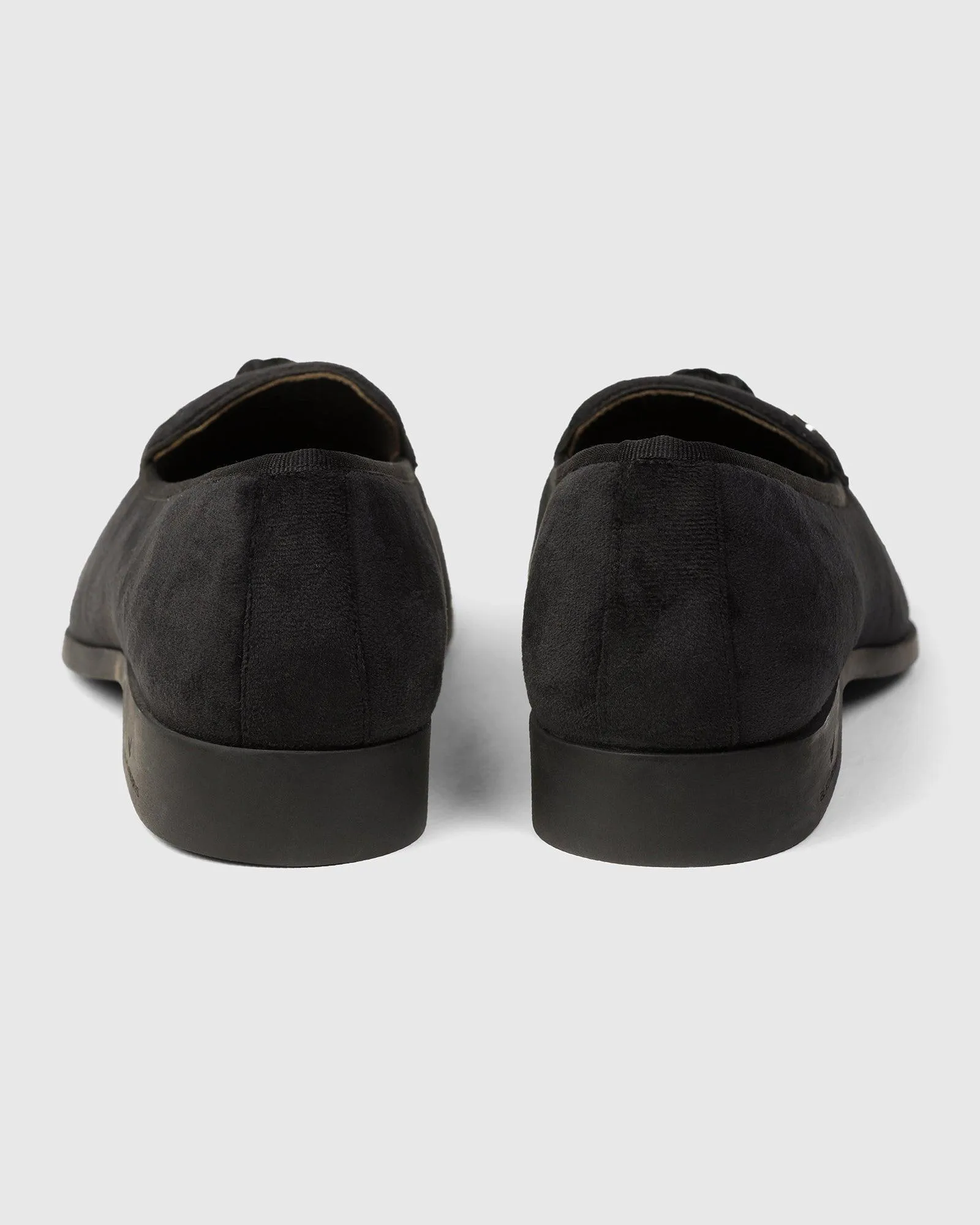 Velvet Black Textured Slip On Shoes - Mrinal