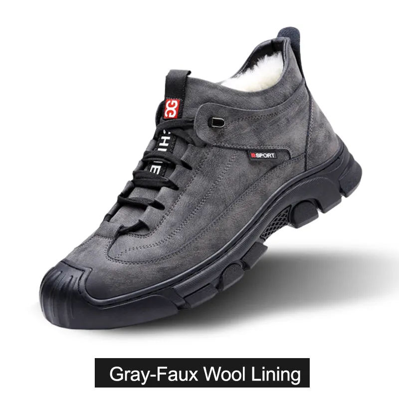 [Winter Gift] Men's Faux Wool Lining Leather Sneaker