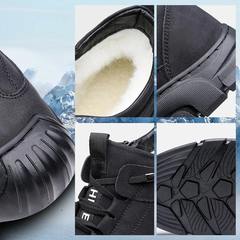 [Winter Gift] Men's Faux Wool Lining Leather Sneaker