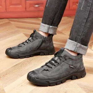 [Winter Gift] Men's Faux Wool Lining Leather Sneaker