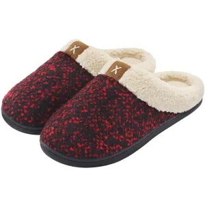 Women's Cozy Memory Foam Slippers Fuzzy Wool-Like Plush Fleece Lined House Shoes w/Indoor, Outdoor Anti-Skid Rubber Sole