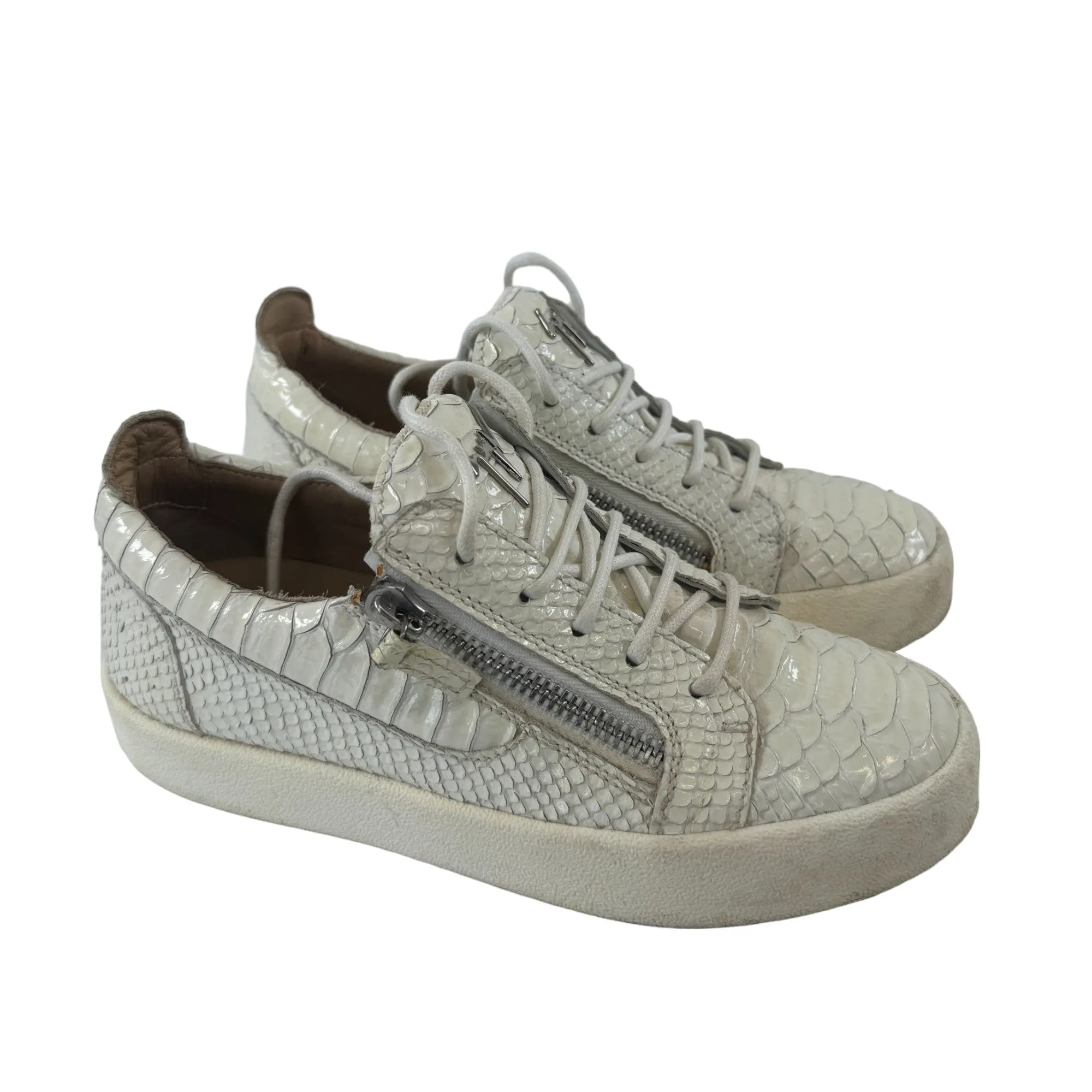 Women's Crocodile Frankie Low Trainers White Size EU 38 / UK 5