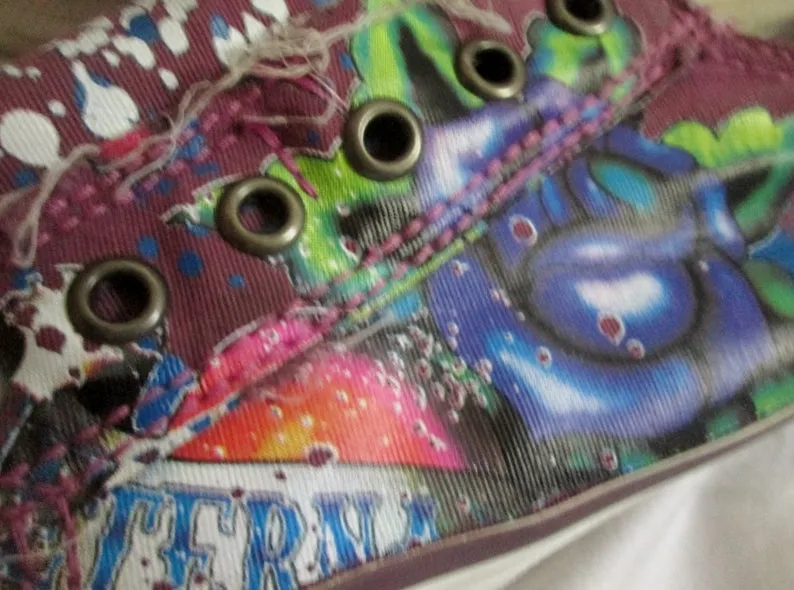 Womens ED HARDY TIEDYE Lowrise Sneaker Trainer Sports Shoe 9 PURPLE