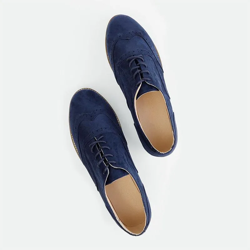 Women's flat suede casual shoes round toe