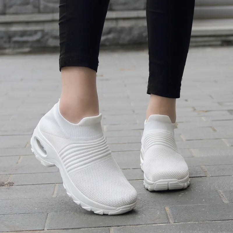 Women's Walking Shoes Sock Sneakers - Mesh Slip On Air Cushion Lady Girls Modern Jazz Dance Easy Shoes Platform Loafers