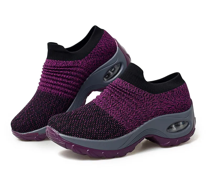 Women's Walking Shoes Sock Sneakers - Mesh Slip On Air Cushion Lady Girls Modern Jazz Dance Easy Shoes Platform Loafers