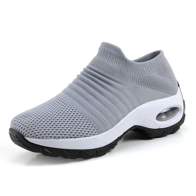 Women's Walking Shoes Sock Sneakers - Mesh Slip On Air Cushion Lady Girls Modern Jazz Dance Easy Shoes Platform Loafers