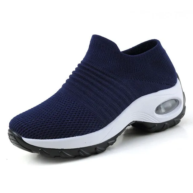 Women's Walking Shoes Sock Sneakers - Mesh Slip On Air Cushion Lady Girls Modern Jazz Dance Easy Shoes Platform Loafers