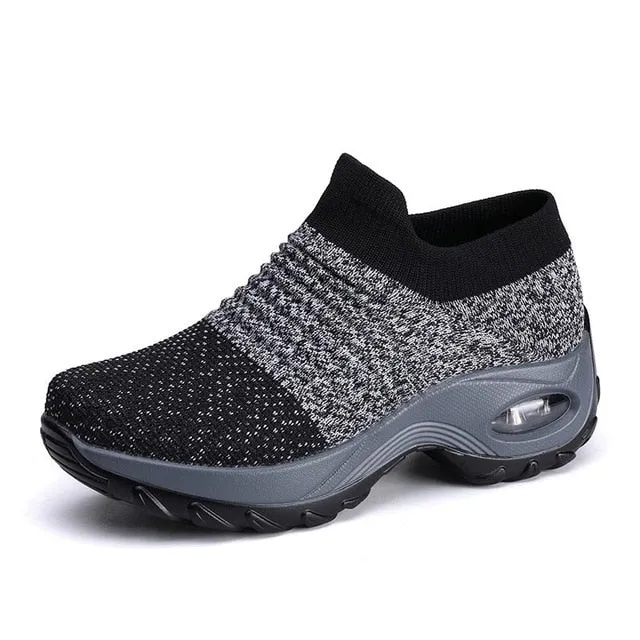 Women's Walking Shoes Sock Sneakers - Mesh Slip On Air Cushion Lady Girls Modern Jazz Dance Easy Shoes Platform Loafers