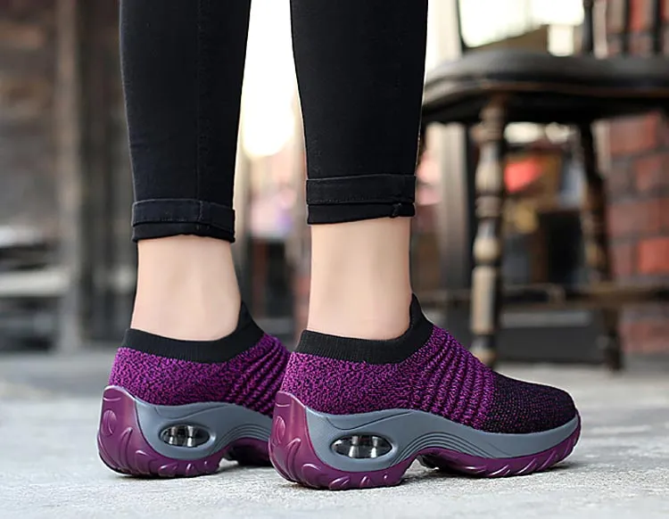 Women's Walking Shoes Sock Sneakers - Mesh Slip On Air Cushion Lady Girls Modern Jazz Dance Easy Shoes Platform Loafers