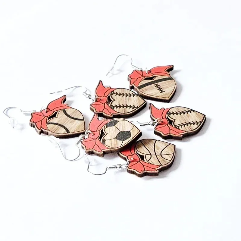 Wood & Bows Sports Earrings