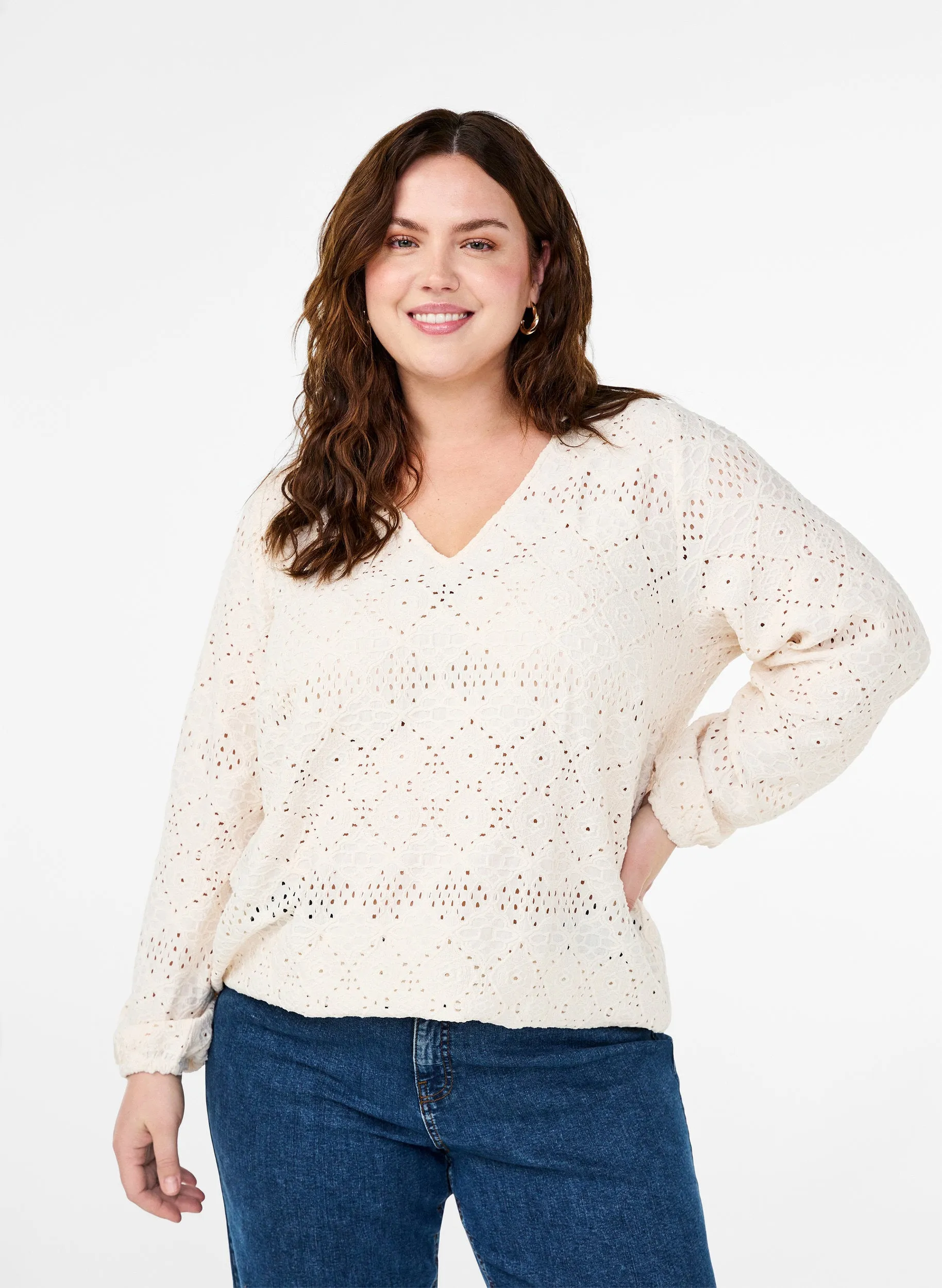 Zizzi Lisa Blouse in Cream